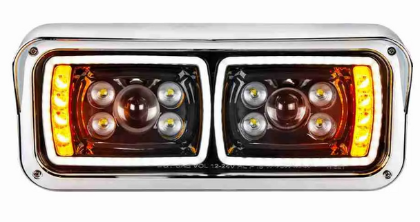 Driver side high power LED blackout projection headlamp with LED turn signal bar
