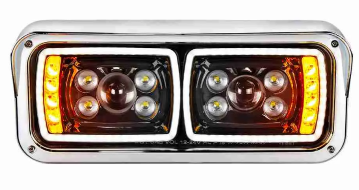 Driver side high power LED blackout projection headlamp with LED turn signal bar