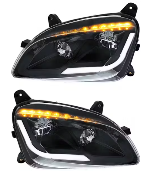 Black LED LH headlamp for Peterbilt 579 and 587, low beam 2400 lumens