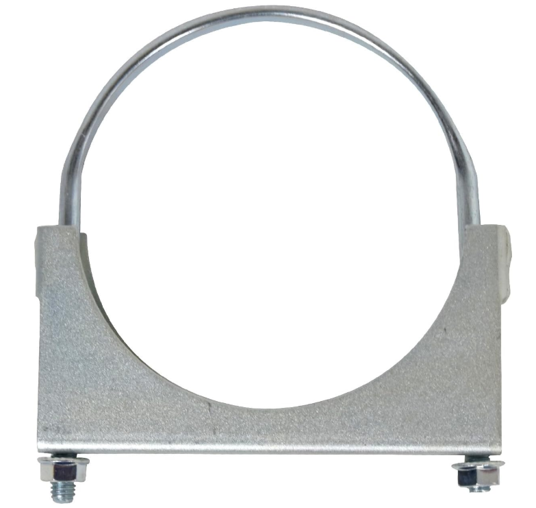 Stainless steel flat U-bolt saddle clamp 5 in with 3/8x16 bolts