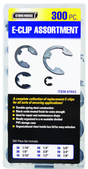 300-piece E-clip assortment for truck repair