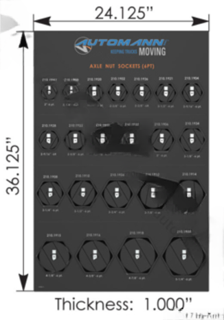 21-piece 6-point socket set with display board, part 210.ASB6