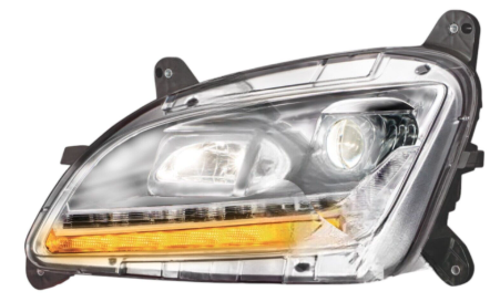 LH projector headlamp with chrome housing for 2014-2016 Peterbilt 579
