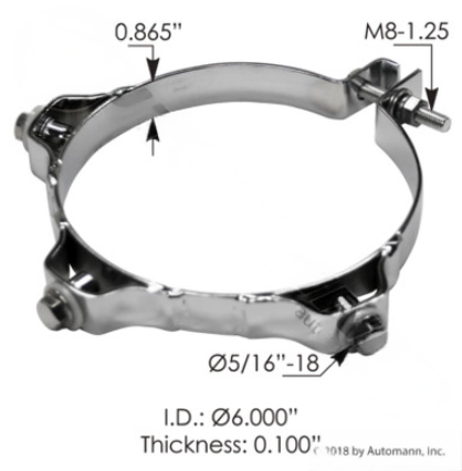 6 inch clamp heat shield mounting bracket kit