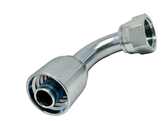 Hydraulic hose fitting, 90 degree ORFS female, part B2-OFFX90-1010, side view
