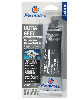 Grey RTV gasket maker for truck engine repair, part 75180