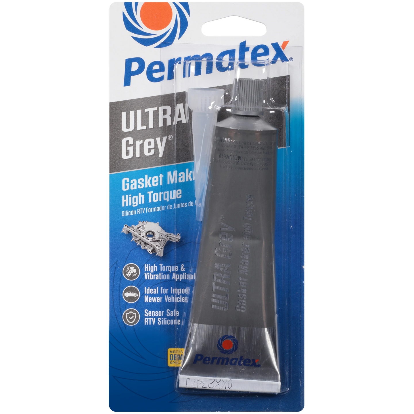 Grey RTV gasket maker for truck engine repair, part 75191