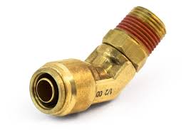 Brass push-on male 45 degree swivel elbow, 3/8 x 3/8, part 177.13B746C