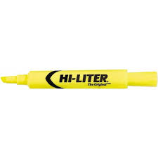 Yellow chisel tip non-toxic highlighter