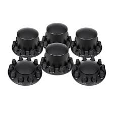 Black front axle cover set M22x1.5 thread-on for 33mm nuts, part 562.E1003X