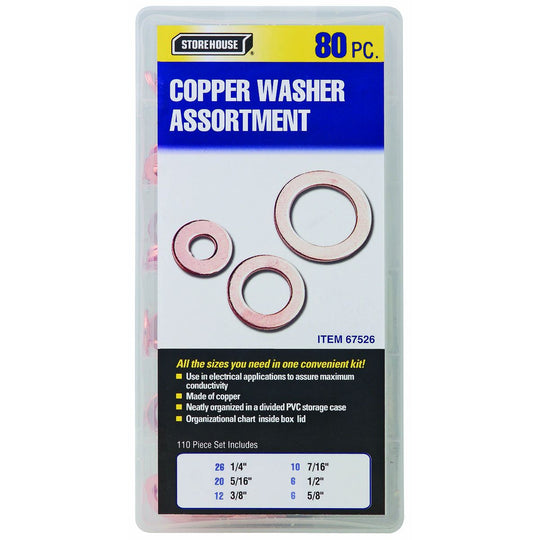 80-piece copper washer assortment for truck repair