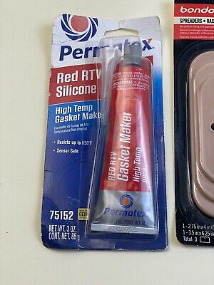Red RTV gasket maker for truck engine repair, part 75152